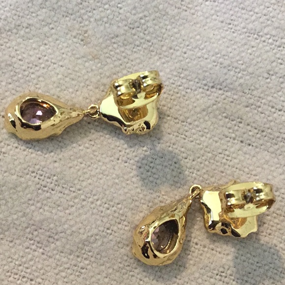 New Luxurious Alexis Bitter Pebble Cake Bezel Set Dangle Earrings With Dust Bag - Picture 4 of 7